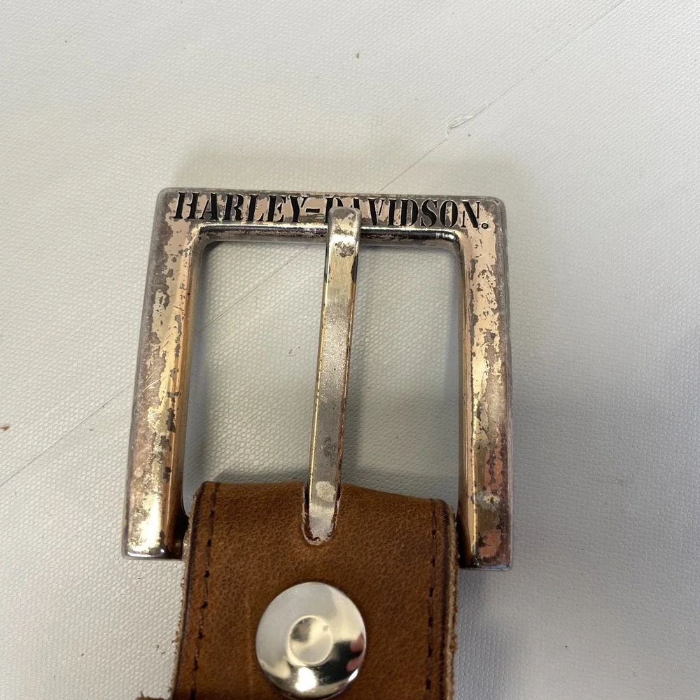 Harley-Davidson Belt Mens Size 40 Brown Leather Western Biker Buckle - USA